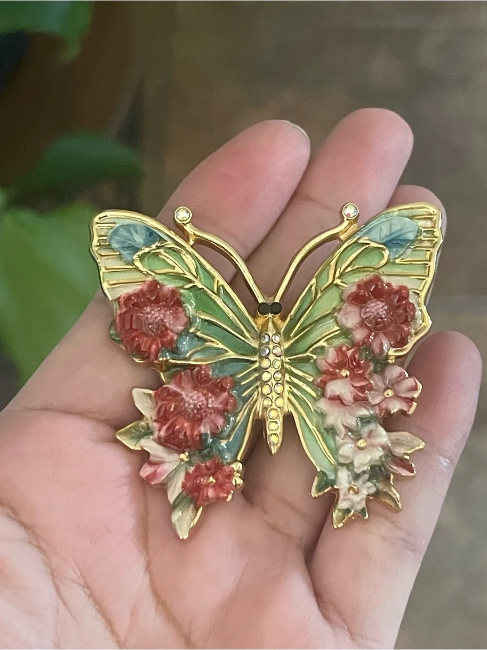 Enamel Floral Butterfly Brooch/Pin